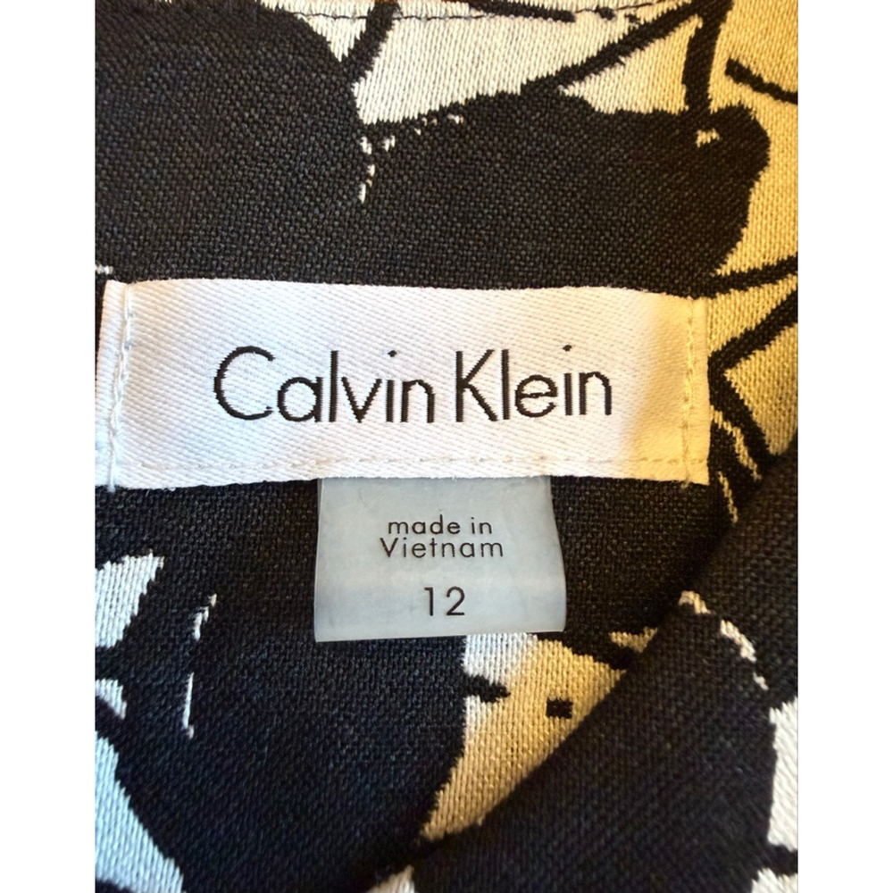 Calvin Klein Black & White Floral Sleeveless Sheath Dress Size 12 - Picture 4 of 11
